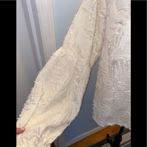 NEW! TIÈ NECK FRILL DISTRESSED APRICOT BLOUSE - Picture 9 of 9